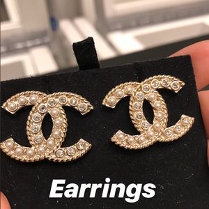 Authentic BNIB CHANEL gold and crystal earrings